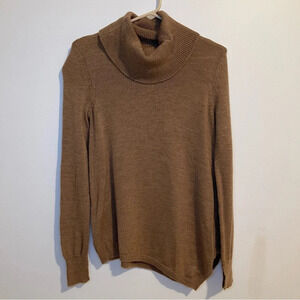 BCBGMAXAZIRA 100% merino Wool Camel Sweater turtleneck asymmetric Tunis XXS